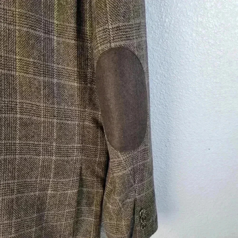 NWT Joe Joseph Abboud Sz L Wool Blend Brown 2 Button Blazer Elbow Patches - Picture 7 of 9